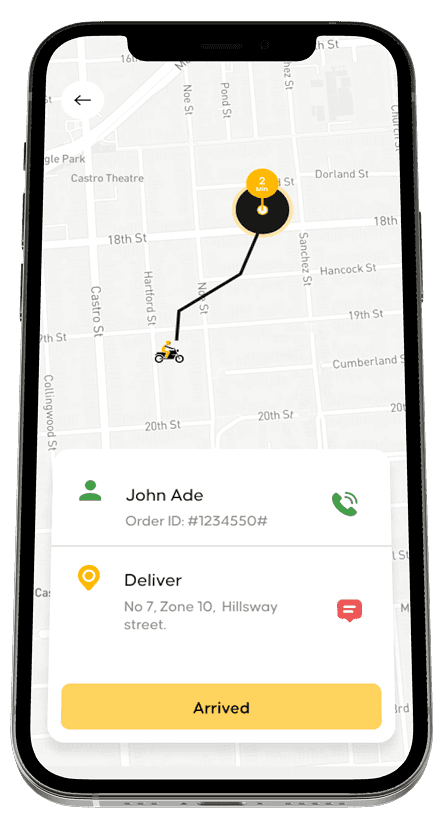 Order tracking phone screen
